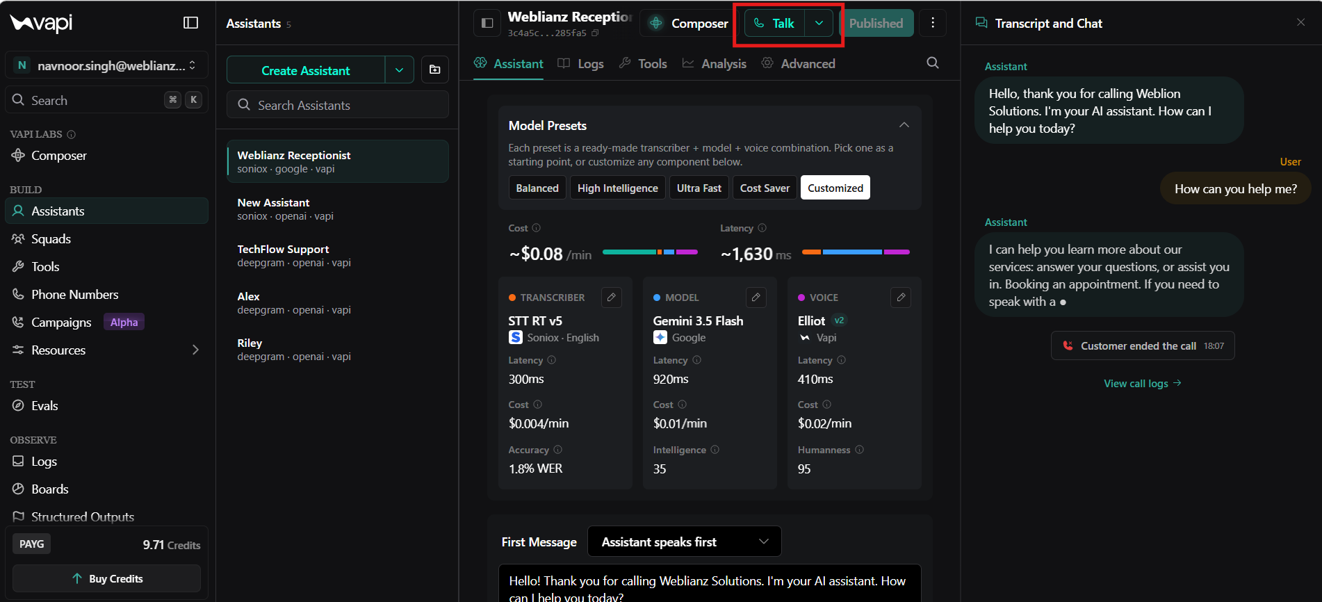 Configure First Message