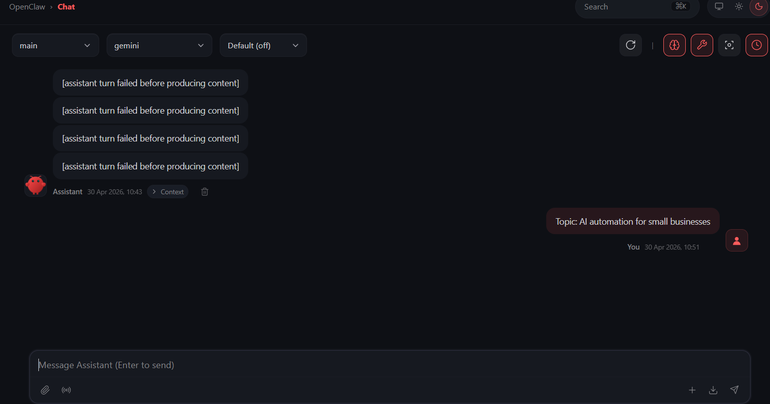 OpenClaw dashboard interface